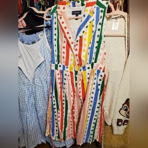 Modcloth Colorful Polka Dot Striped Dress